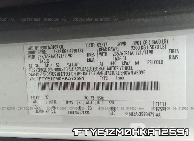 1FTYE1ZM0HKA72591 фото 10