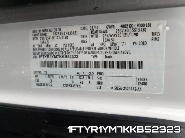 1FTYR1YM7KKB52323 фото 2