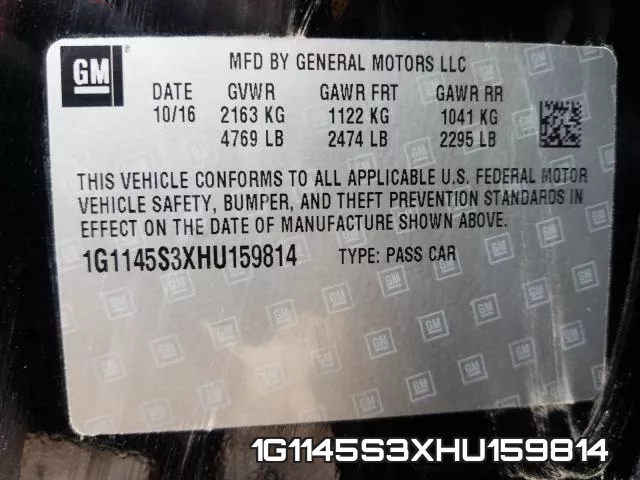 1G1145S3XHU159814 фото 2