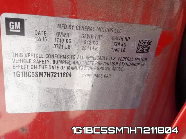 1G1BC5SM7H7211804 фото 2