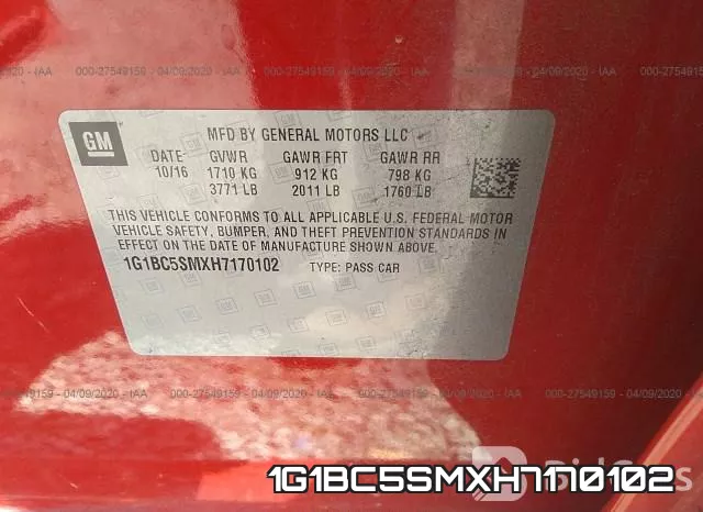 1G1BC5SMXH7170102 фото 10