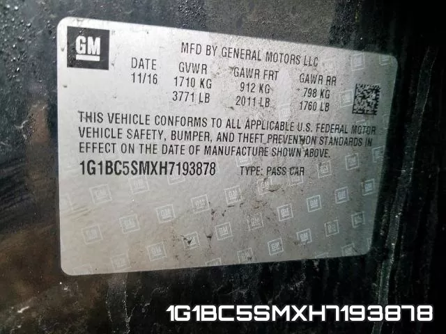 1G1BC5SMXH7193878 фото 2