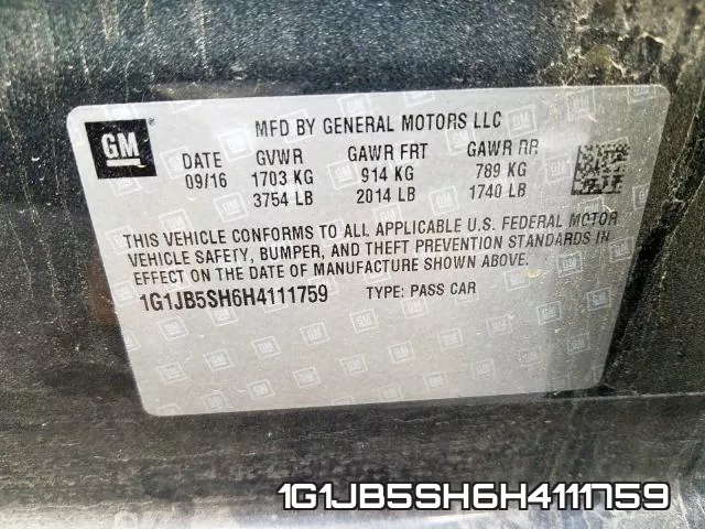 1G1JB5SH6H4111759 фото 2