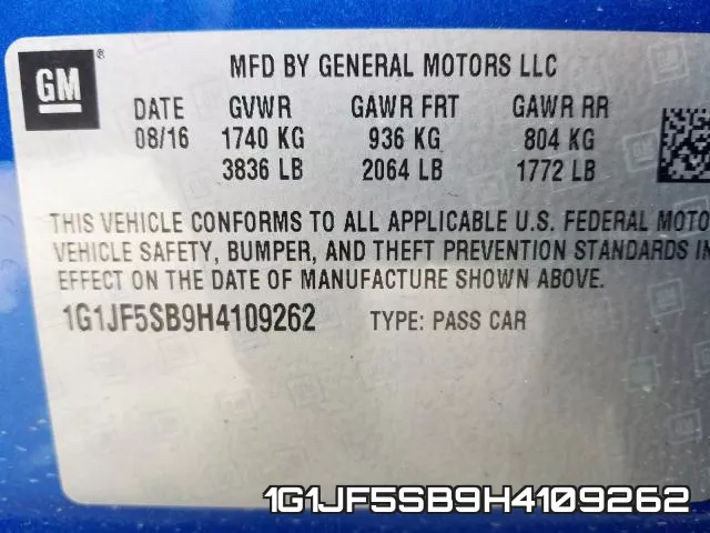 1G1JF5SB9H4109262 фото 2