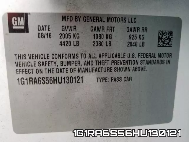 1G1RA6S56HU130121 фото 2