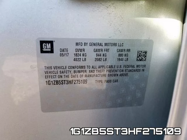 1G1ZB5ST3HF275109 фото 2