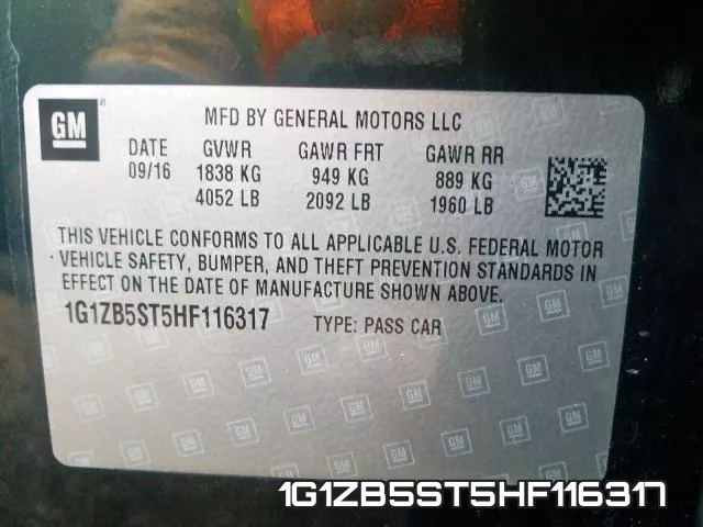 1G1ZB5ST5HF116317 фото 2