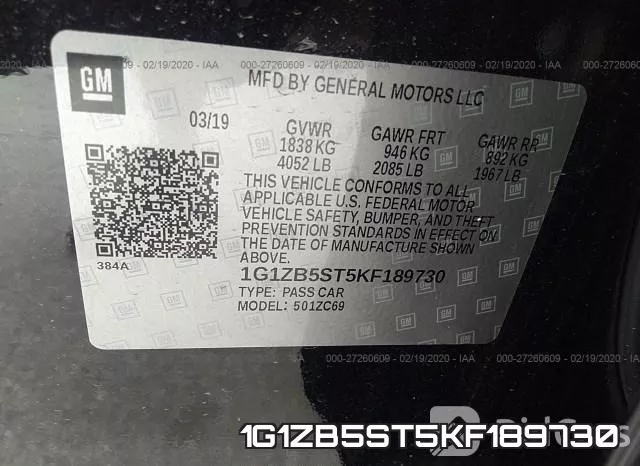 1G1ZB5ST5KF189730 фото 10
