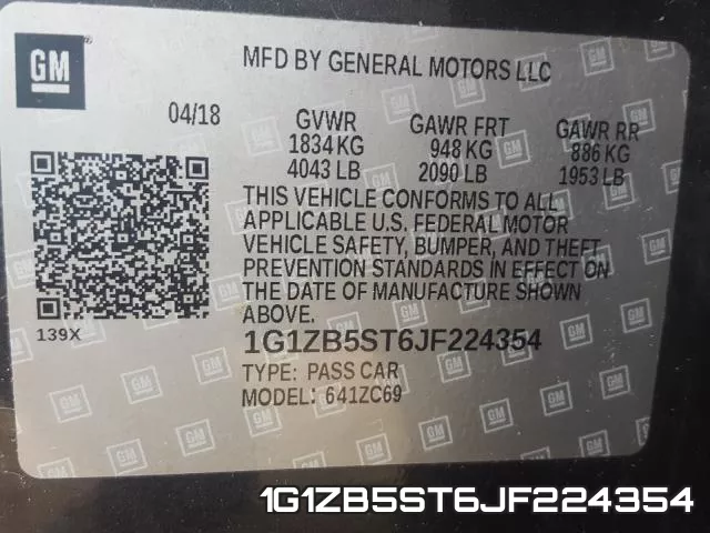 1G1ZB5ST6JF224354 фото 2