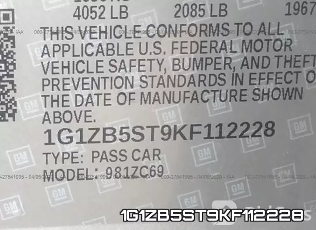 1G1ZB5ST9KF112228 фото 10