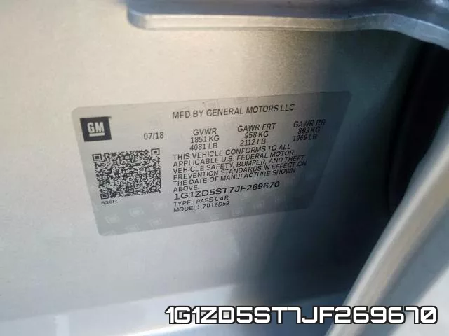 1G1ZD5ST7JF269670 фото 2