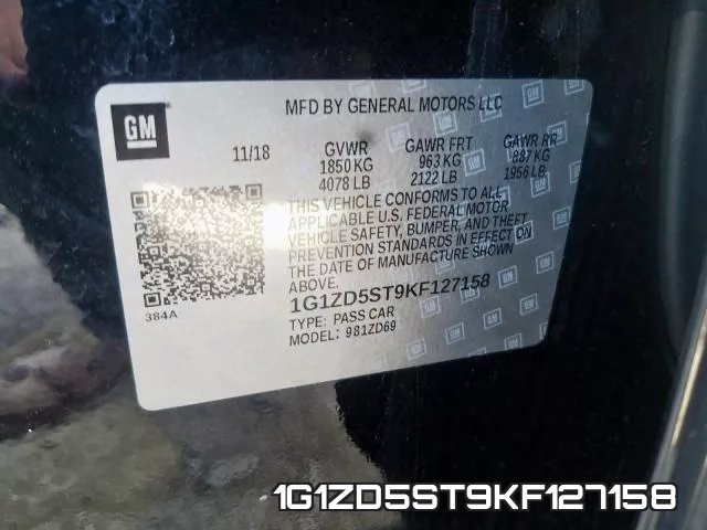 1G1ZD5ST9KF127158 фото 2