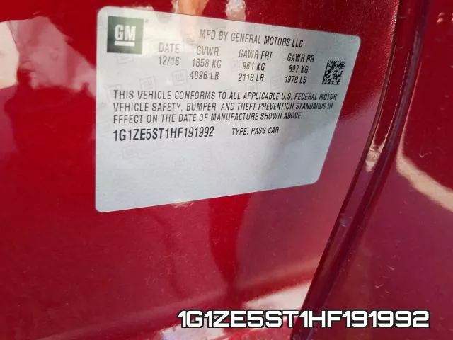 1G1ZE5ST1HF191992 фото 2