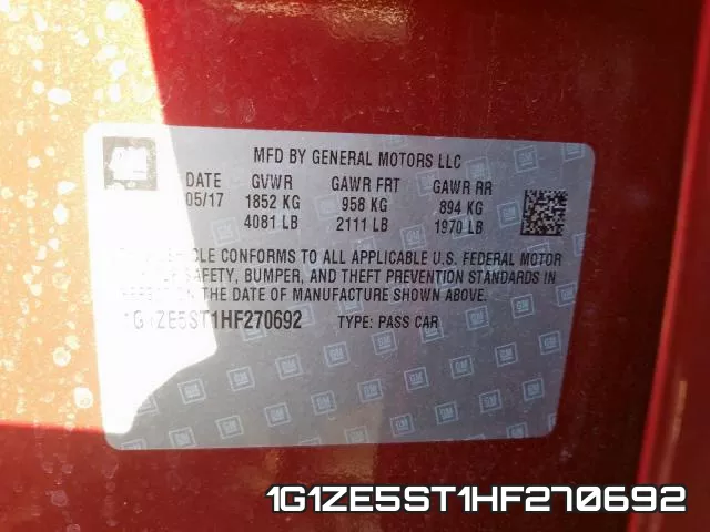 1G1ZE5ST1HF270692 фото 2