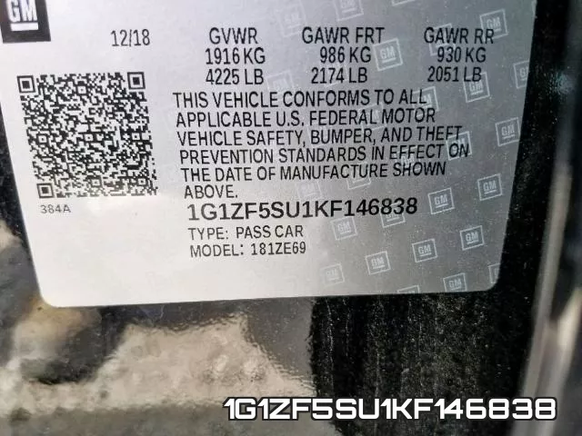 1G1ZF5SU1KF146838 фото 2