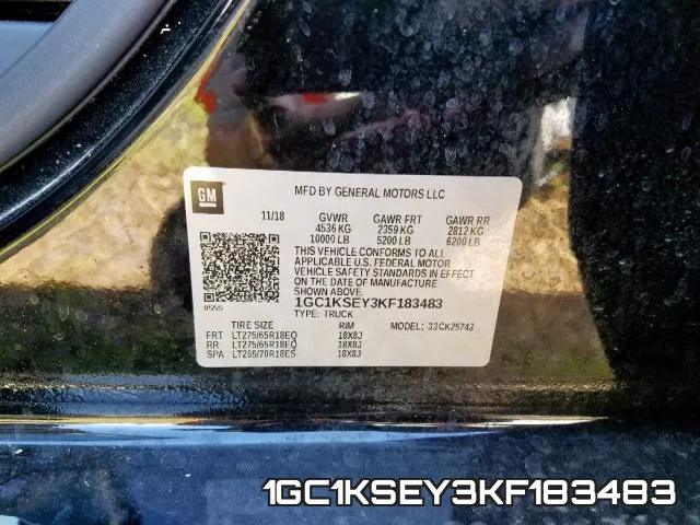 1GC1KSEY3KF183483 фото 2