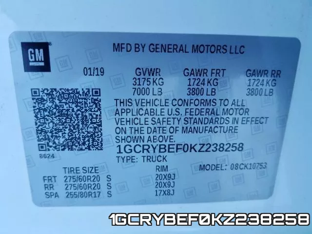 1GCRYBEF0KZ238258 фото 2