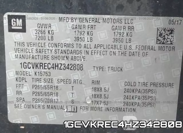 1GCVKREC4HZ342808 фото 10