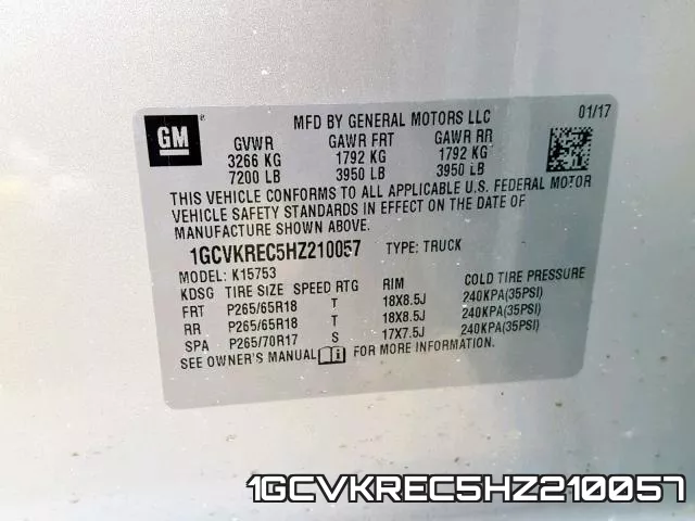 1GCVKREC5HZ210057 фото 2