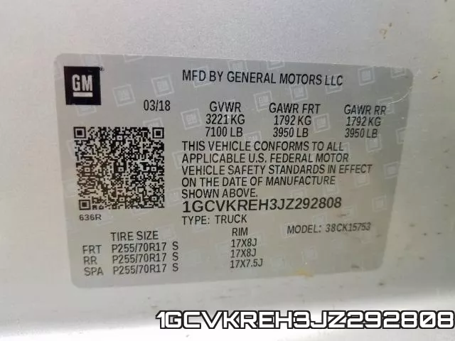 1GCVKREH3JZ292808 фото 2