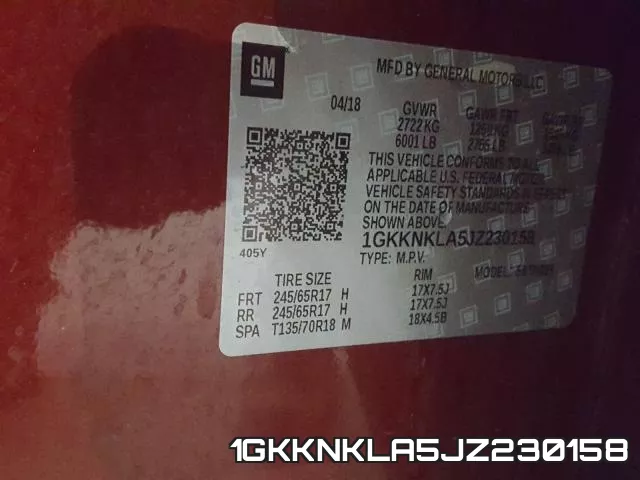 1GKKNKLA5JZ230158 фото 2