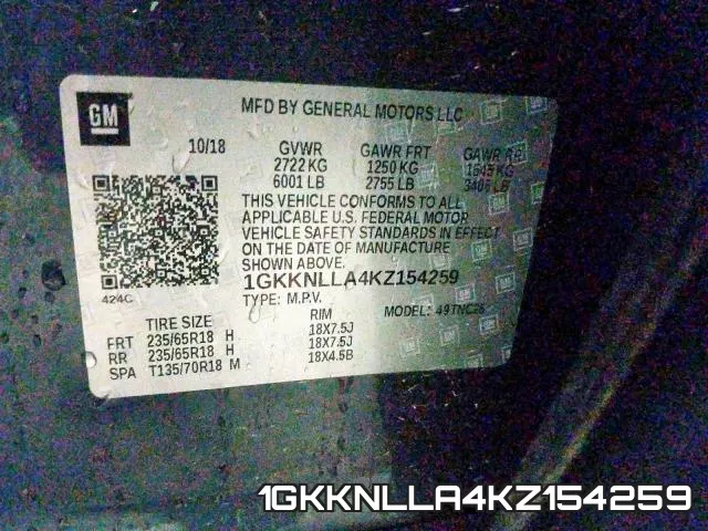 1GKKNLLA4KZ154259 фото 2