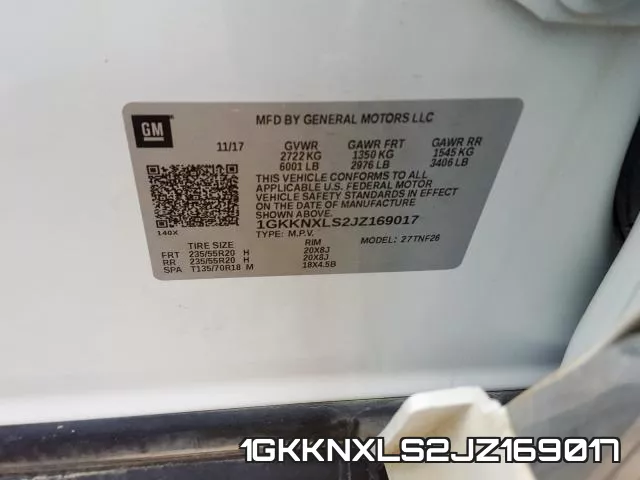 1GKKNXLS2JZ169017 фото 2