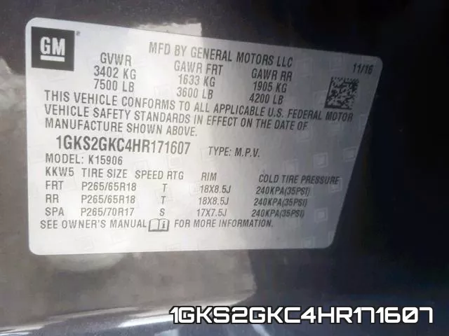 1GKS2GKC4HR171607 фото 2