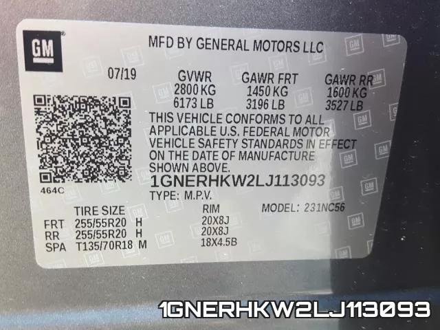 1GNERHKW2LJ113093 фото 2