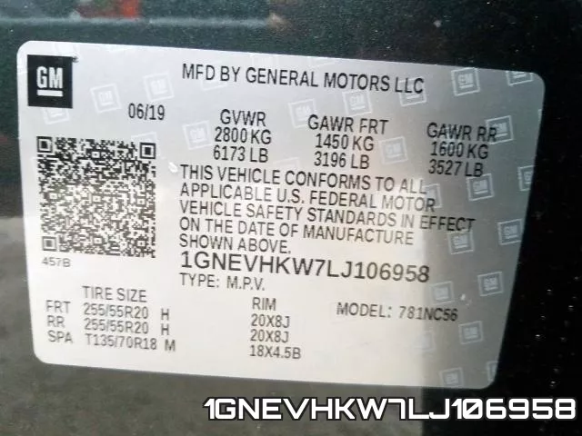 1GNEVHKW7LJ106958 фото 2