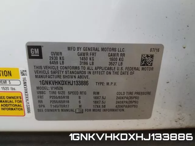 1GNKVHKDXHJ133886 фото 2