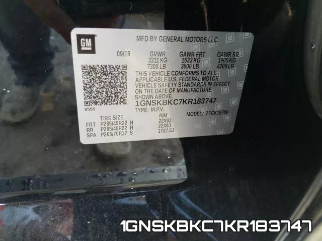 1GNSKBKC7KR183747 фото 2