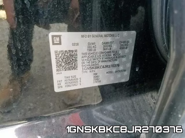 1GNSKBKC8JR270376 фото 2