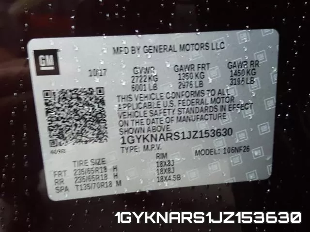 1GYKNARS1JZ153630 фото 2