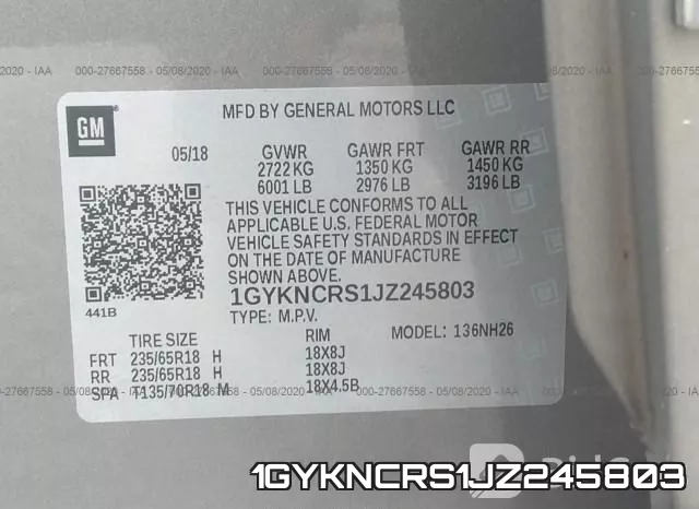 1GYKNCRS1JZ245803 фото 10