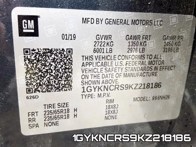 1GYKNCRS9KZ218186 фото 2