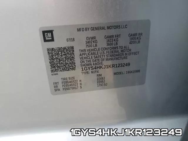 1GYS4HKJ1KR123249 фото 2