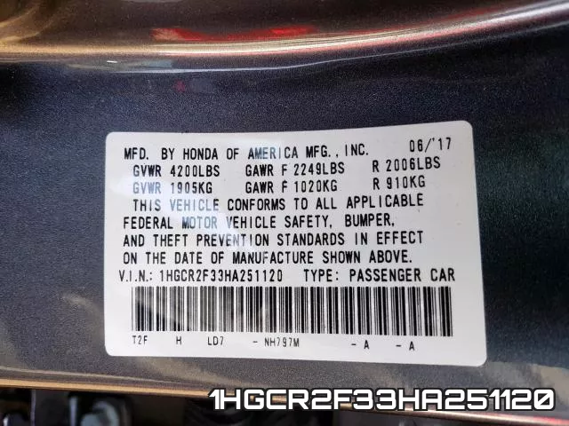 1HGCR2F33HA251120 фото 2