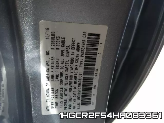 1HGCR2F54HA083361 фото 2