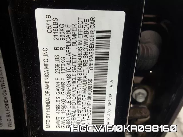 1HGCV1F10KA098160 фото 2