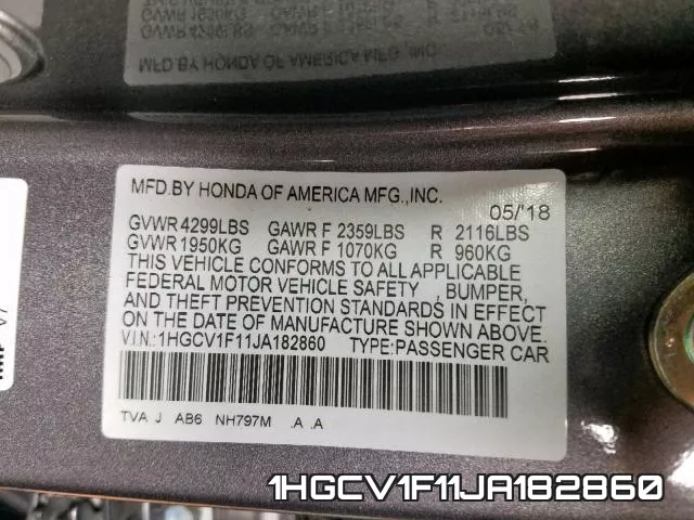 1HGCV1F11JA182860 фото 2