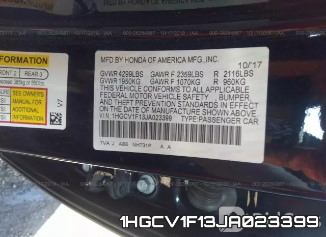 1HGCV1F13JA023399 фото 10