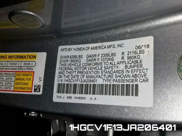1HGCV1F13JA206401 фото 2
