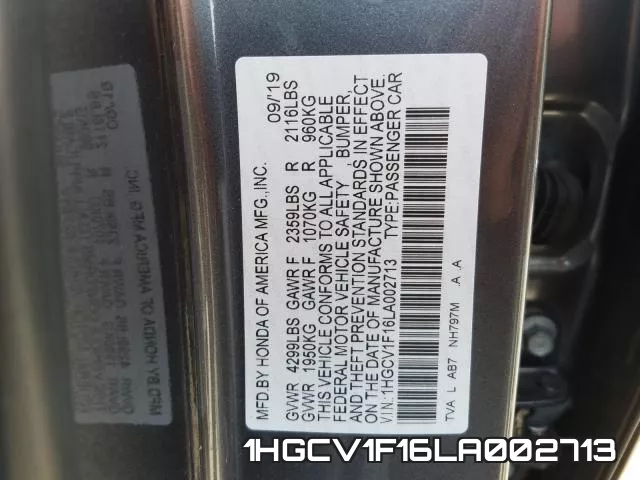 1HGCV1F16LA002713 фото 2