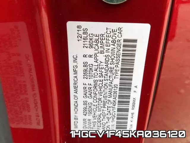 1HGCV1F45KA036120 фото 2