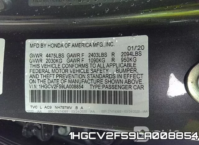 1HGCV2F59LA008854 фото 10