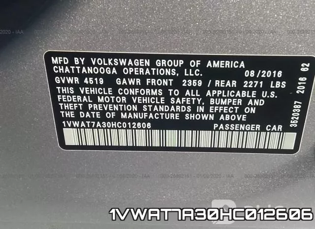 1VWAT7A30HC012606 фото 10