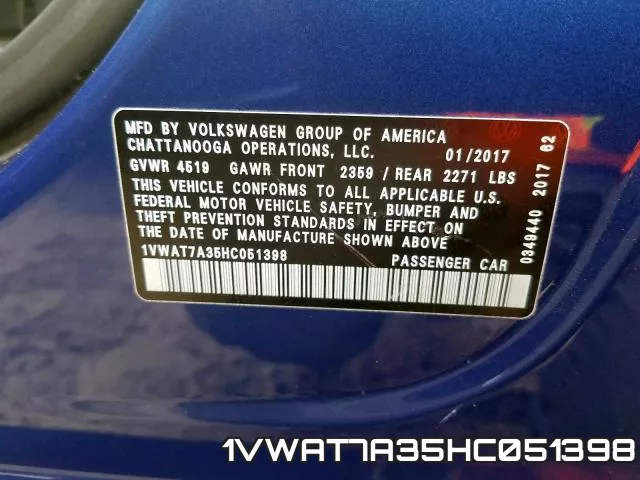 1VWAT7A35HC051398 фото 2