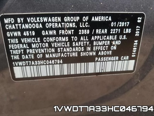 1VWDT7A33HC046794 фото 2
