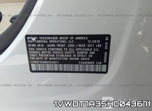 1VWDT7A35HC043671 фото 10
